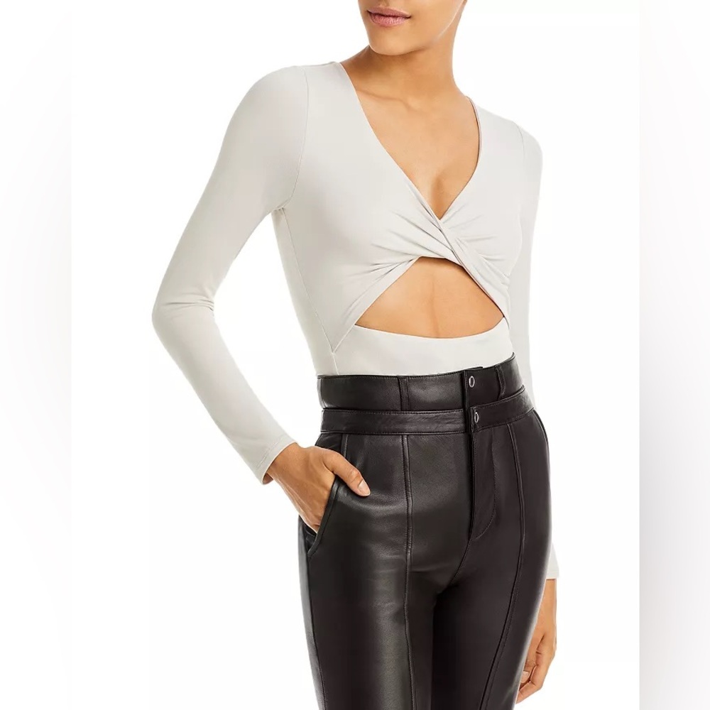 NWOT Chic Cream Twist-Front Bodysuit
